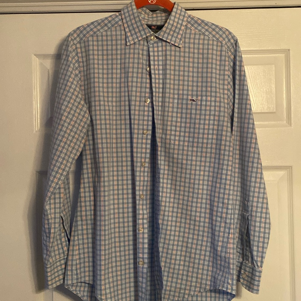Vineyard vibes mens button down shirt ~ slim fit tucker shirt ~ size S